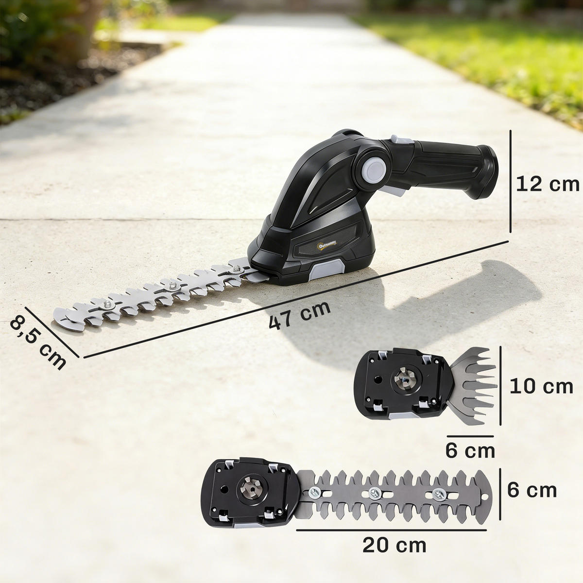 HECKENSCHERE ABS 65Mn Schwarz - Schwarz, Kunststoff (8.5/12/47cm) - Outsunny