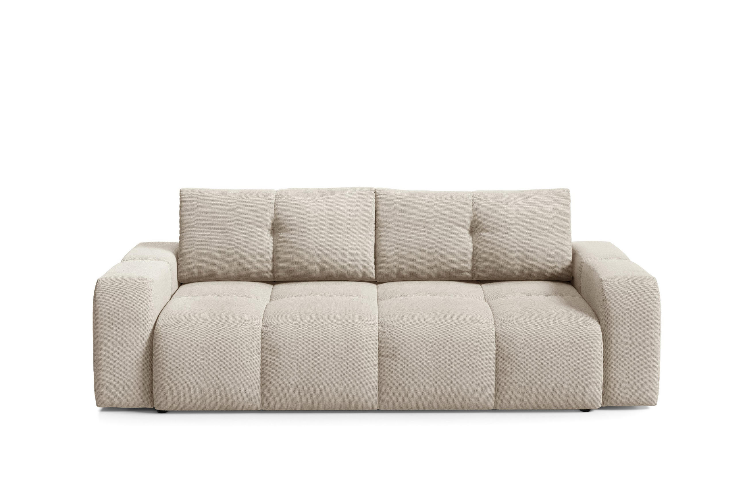 BETTSOFA DUCA Beige Jersey- Stoff mit Schlaffunktion - Beige, Holz (259/90/99cm) - MASSENO