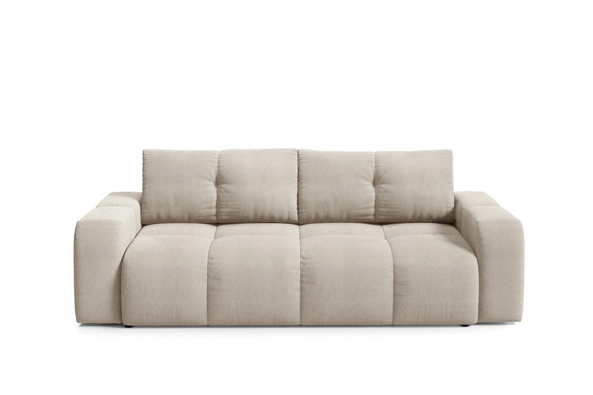 BETTSOFA DUCA Beige Jersey- Stoff mit Schlaffunktion - Beige, Holz (259/90/99cm) - MASSENO