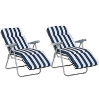 LEHÁTKO, 5 poloh opěradla, ocel, polyester, pěna, modrá - modrá, plast (75/102/60cm) - Outsunny
