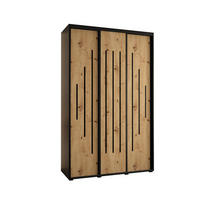 SCHWEBETÜRENSCHRANK 235,2/150/60 3-türig - Schwarz/Eiche Artisan, Holz/Metall (150/235/60cm) - Abiks Möbel