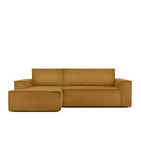 ECKSCHLAFSOFA-LINKS NAPI in Pet Friendly Cord-Stoff, gelb - Gelb/Schwarz, Textil (262/148cm) - KONSIMO®