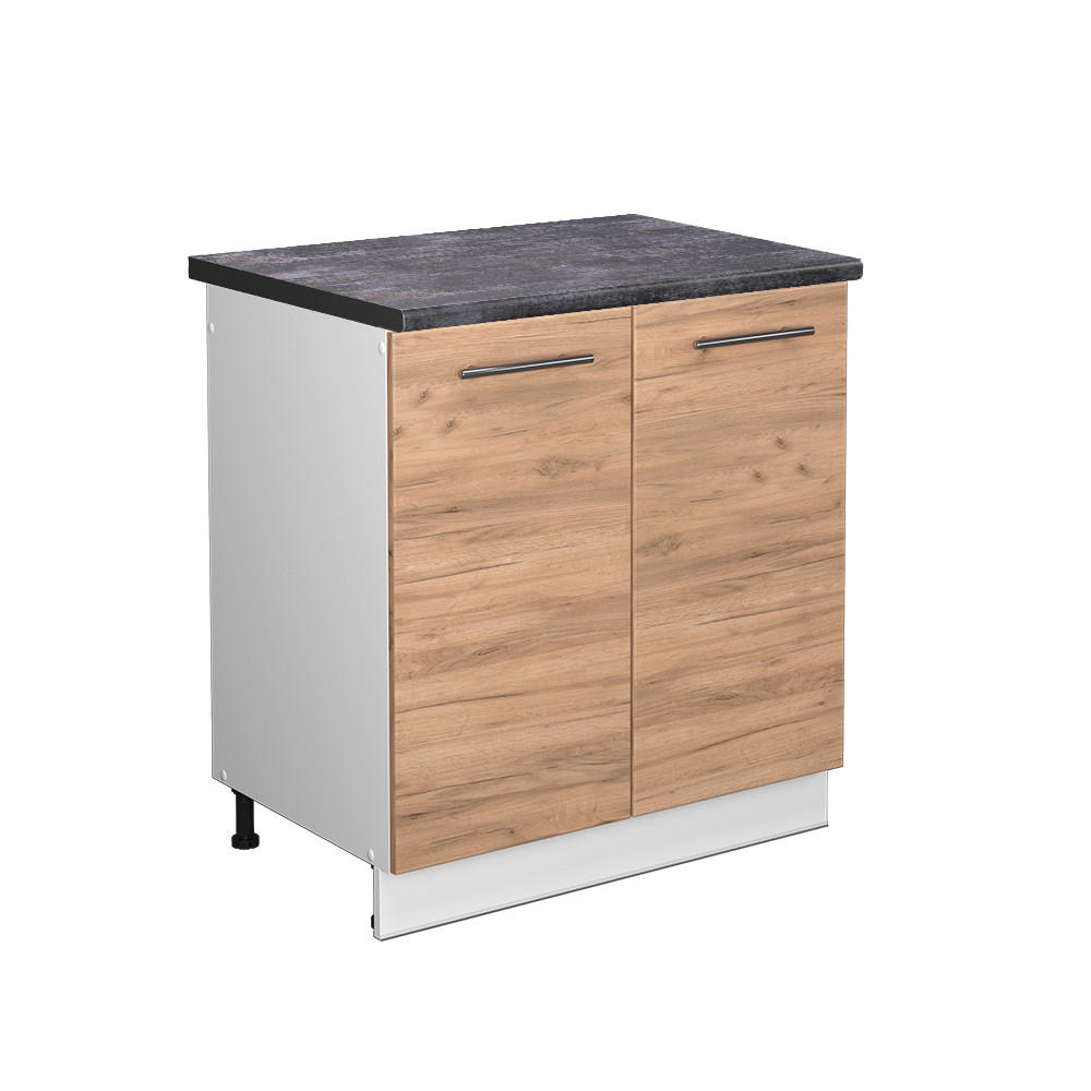 SPÜLENUNTERSCHRANK Fame-Line Goldkraft Eiche 80 cm, AP Anthrazit - Eiche Wotan/Weiß, Holzwerkstoff (80/82/60cm) - Vicco