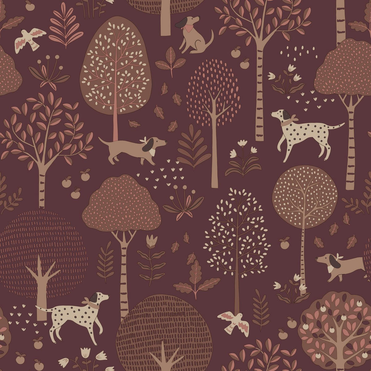TAPETE Hunde 50 x 900 cm - Braun, Papier (50/0.1cm) - ESTAhome