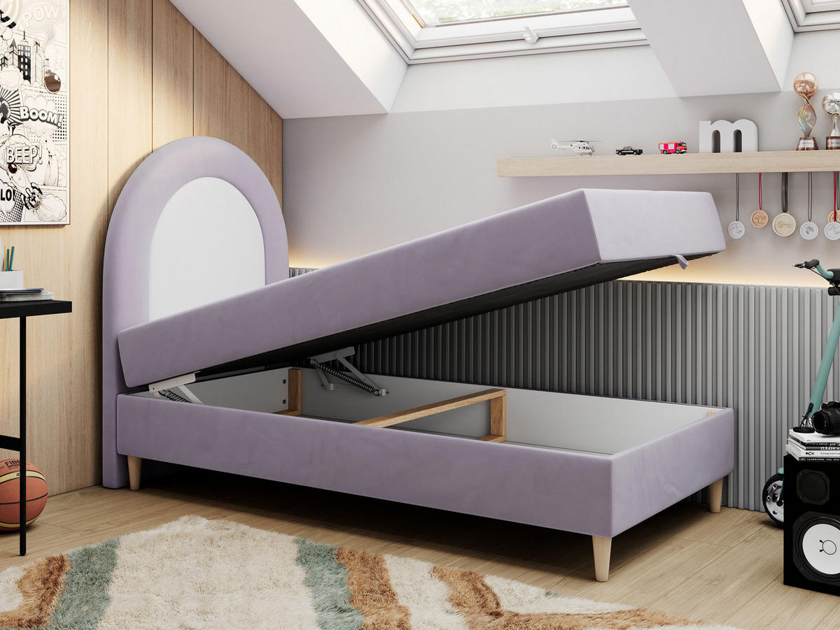 BOXBETT NEST 90/180 Violett Velvet - H3 - Violett, Holz/Textil (90/180cm) - MKS