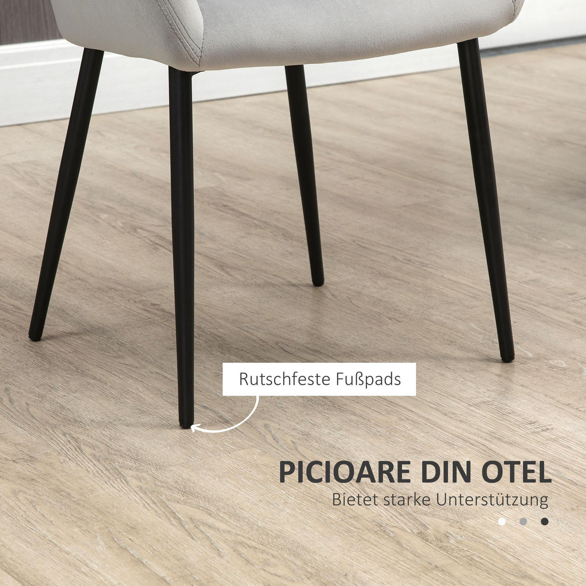 ESSZIMMERSTÜHLE, Samt, Stahl - Hellgrau, Textil (57/80/54cm) - HOMCOM