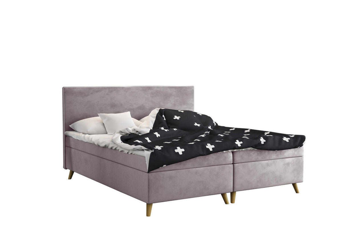 BOXBETT Mit Bettkasten Matratze + Topper BELLA Stoff Riviera Lila 120x200 cm H3-Bonell - Lila, Holz (120/200cm) - Kaiser Möbel