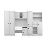 KINDERZIMMER OSCAR Korpus Weiß | Griffe Anthrazit - Anthrazit/Weiß, Holzwerkstoff (300/196/52cm) - Deine Möbel 24