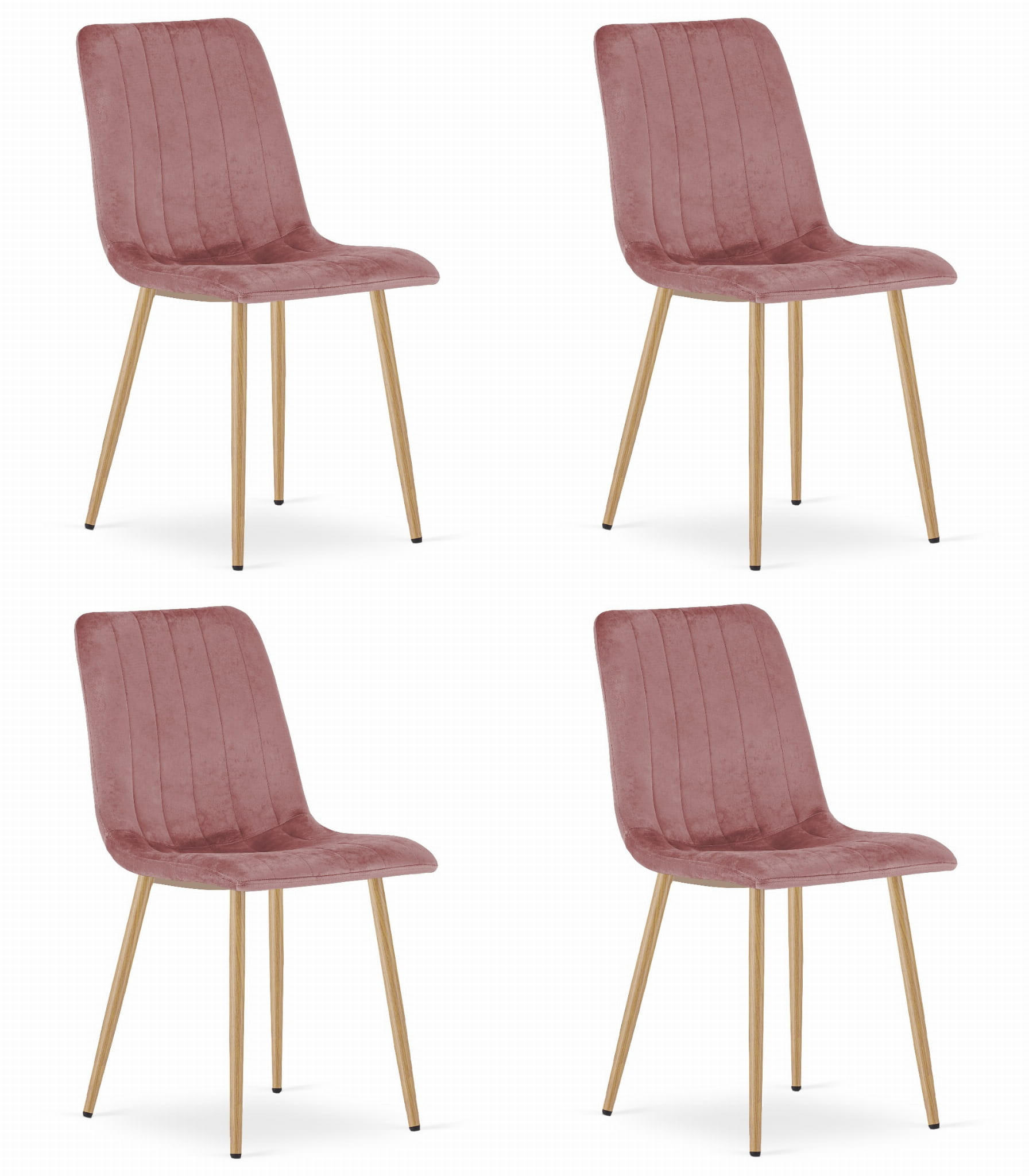 ESSZIMMERSTUHL 4-er Set JEWA rosa Sitz, Beine in Holzfarbe - Pink/Eichefarben, Textil (43/90/51cm) - Valora