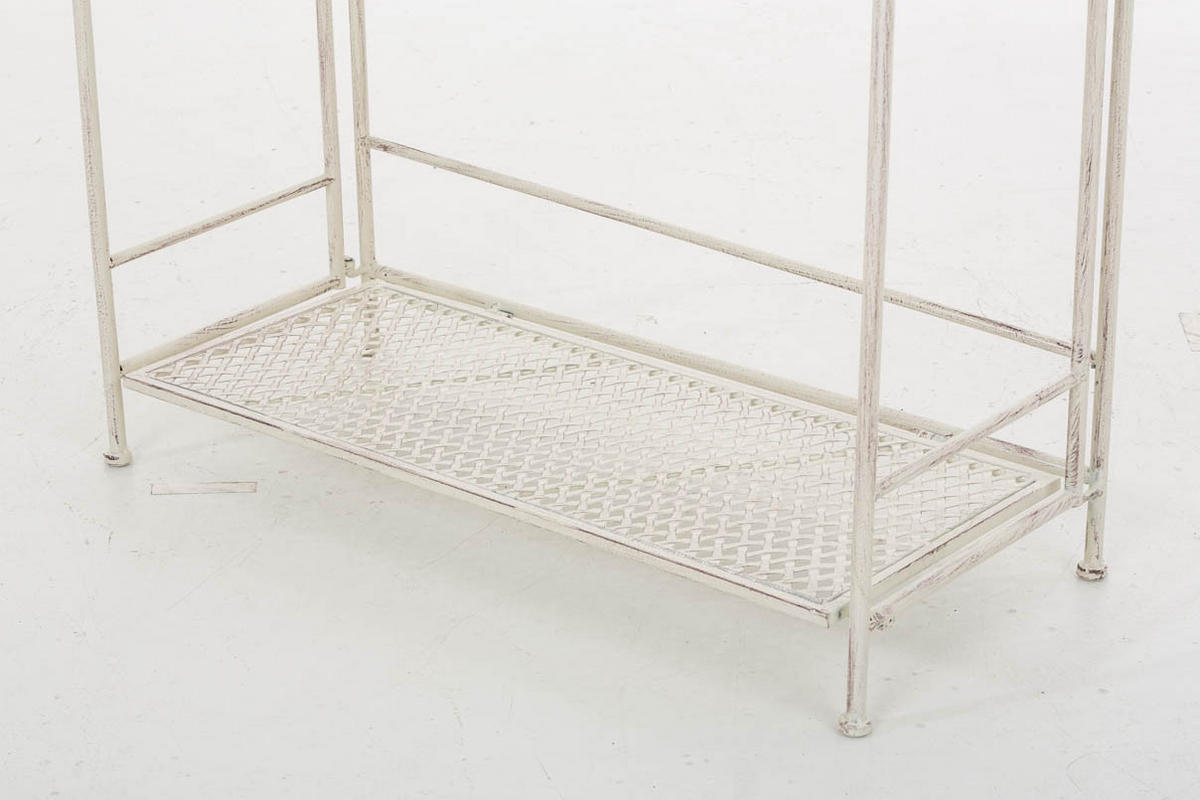 PFLANZREGAL Jena Antik Ablagen 94x30x149cm Metall Antik-Creme Pflanztisch - Creme, Metall (94/149/30cm) - DELUKE