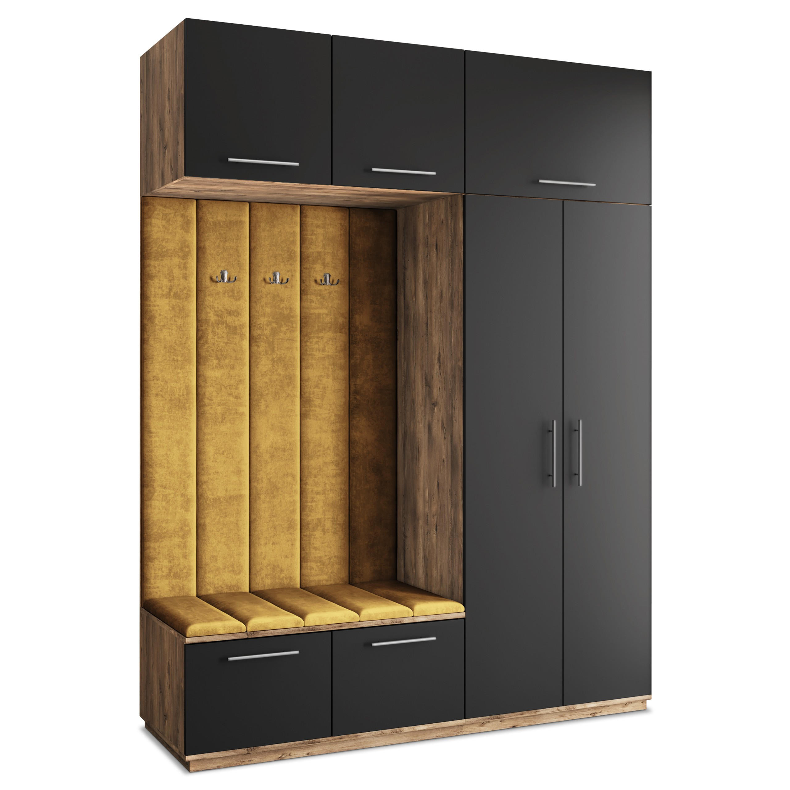 GARDEROBENSCHRANK REMA 180/240/60 cm Modern Garderobe-Set Eiche Lefkas - Eichefarben/Gelb, Holzwerkstoff (180/240/60cm) - MASSENO