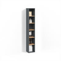 BADSCHRANK Paolina Anthrazit/Goldkraft Eiche 30 x 188.6 cm - Honigeiche/Anthrazit, Holzwerkstoff (30/188.6/27.3cm) - Livinity®