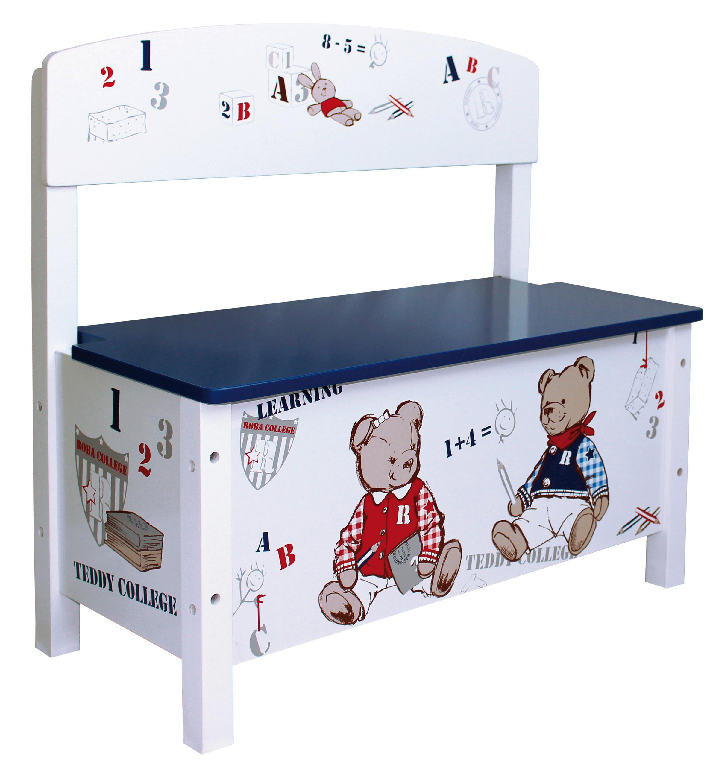 KINDERTRUHENBANK Teddy College - Weiß, Holzwerkstoff (62.5/58.5/29cm) - Roba