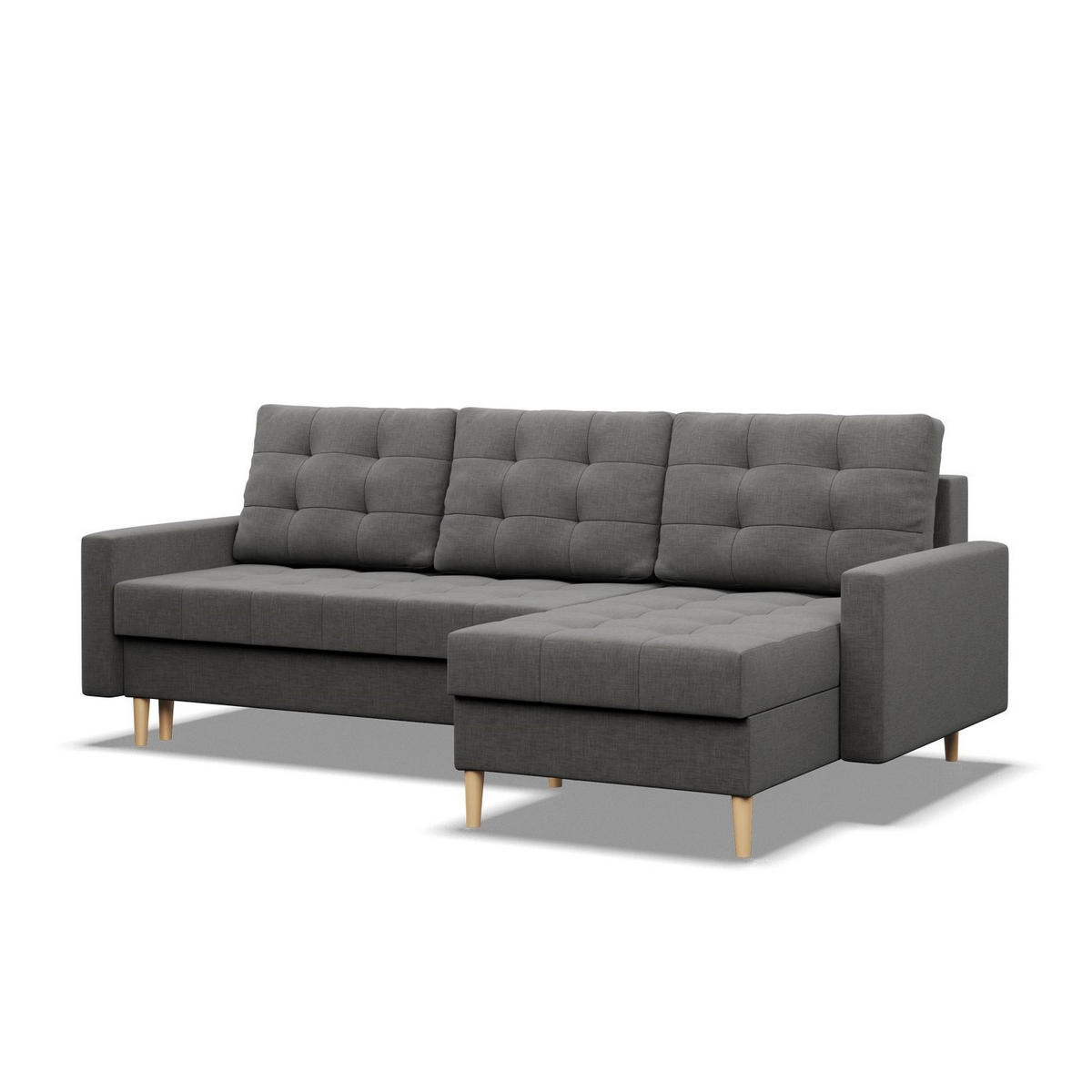 ECKSOFA MIT SCHLAFFUNKTION ELMA, Dunkelgrau - Dunkelgrau, Textil (223/140cm)