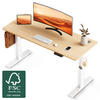 SCHREIBTISCH höhenverstellbar 70 - 120 cm - Hellbraun/Weiß, Holz/Metall (140/70/69cm) - HOMAVO