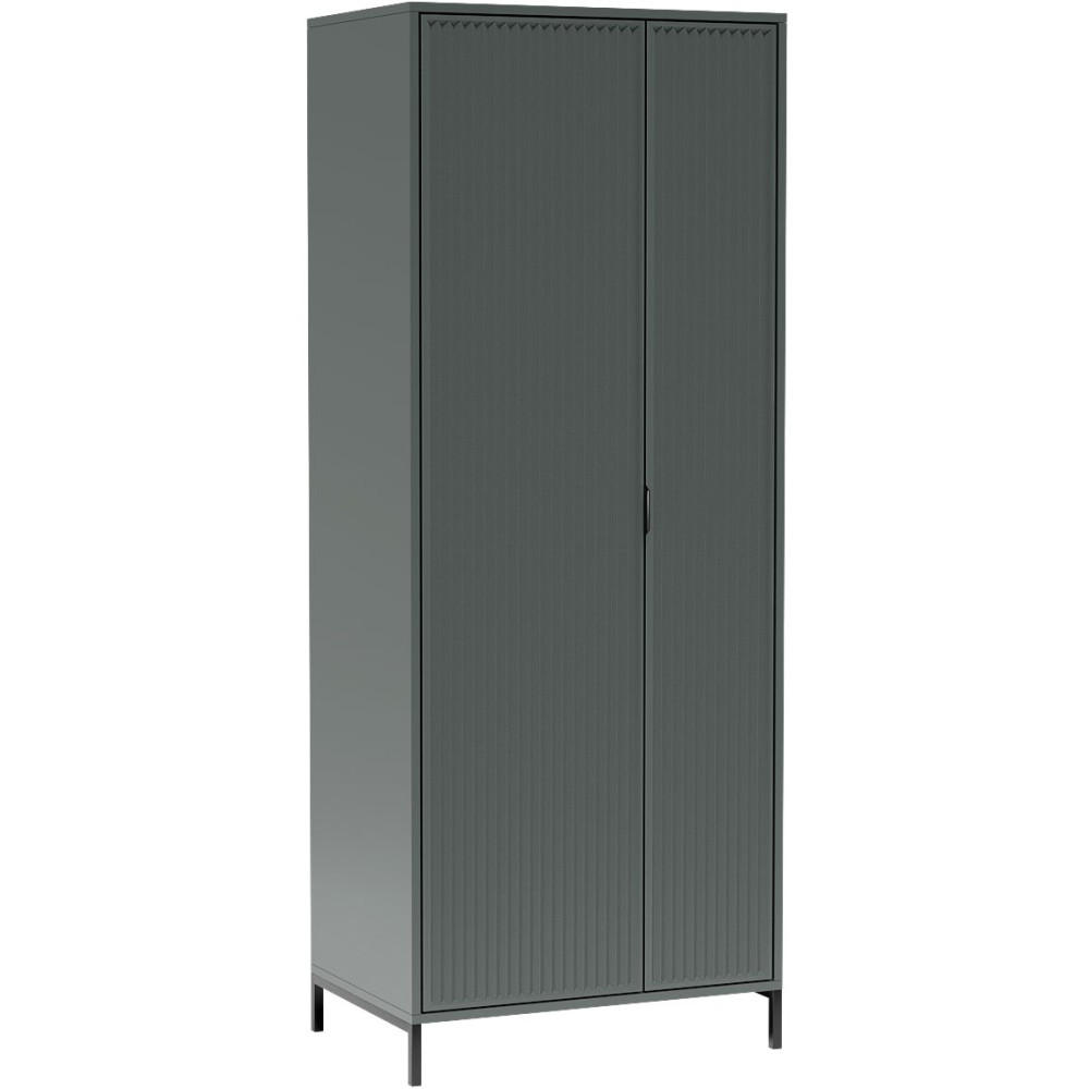 DREHTÜRENSCHRANK Linna mit zwei Türen 80 cm Dunkelgrün - Dunkelgrün/Schwarz, Holzwerkstoff/Metall (80/196/55cm) - Beautysofa
