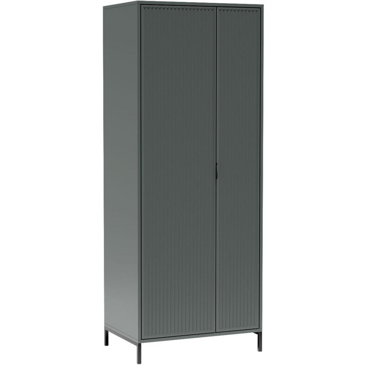 DREHTÜRENSCHRANK Linna mit zwei Türen 80 cm Dunkelgrün - Dunkelgrün/Schwarz, Holzwerkstoff/Metall (80/196/55cm) - Beautysofa