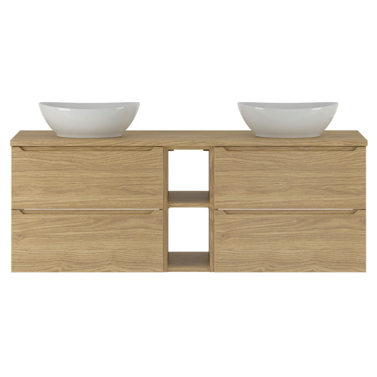 DOPPELWASCHTISCH 140.6cm Viggo Holz - Braun, Holzwerkstoff (140.6/52.2/46.5cm) - Petits-meubles