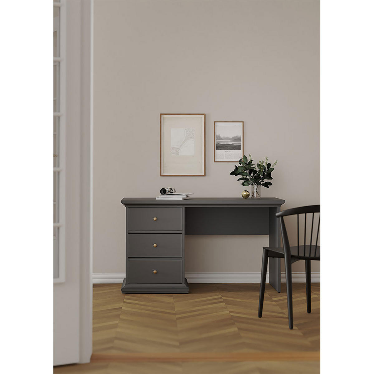 SCHREIBTISCH, Venedig, Grau, Holzwerkstoff, 130 x 62 x 74 cm - Grau, Holzwerkstoff (62/130/74cm) - ebuy24