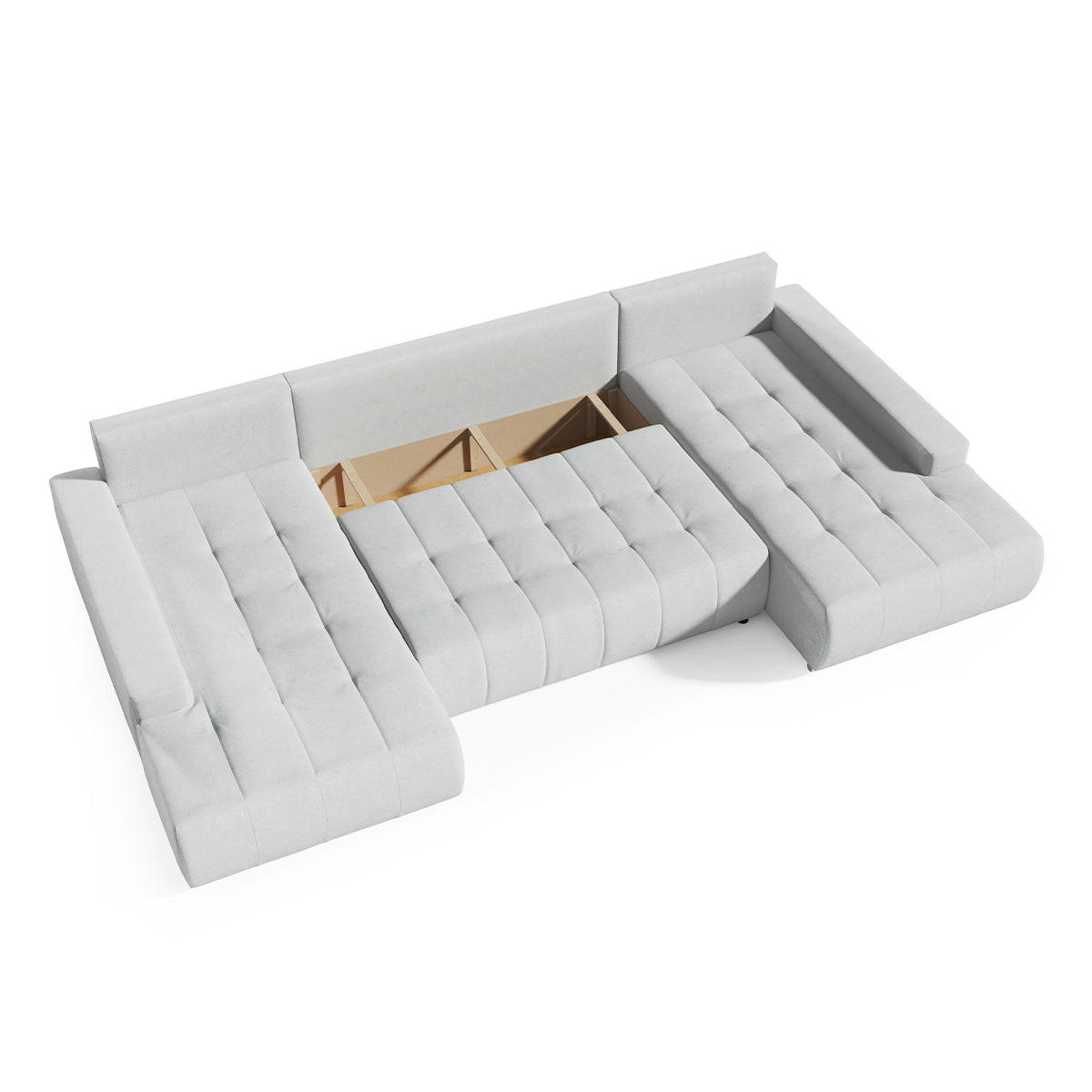 PANORAMASOFA Jonas 5 Sitzplätze Grau - Grau, Holzwerkstoff (350/85/185cm) - Petits-meubles