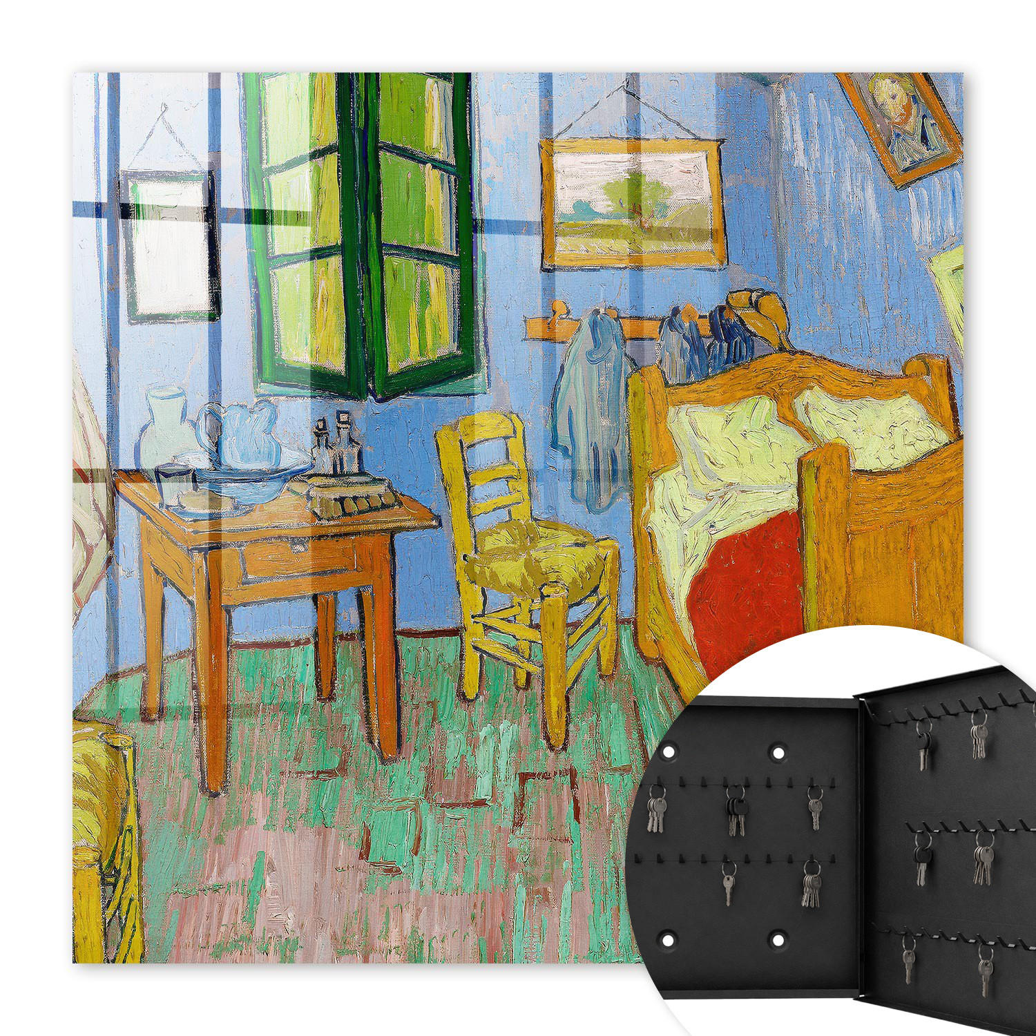 SCHLÜSSELBOX Schwarz 30x30 cm- Türöffnung nach rechts - Gemütliches Zimmer - Blau, Metall (30/30/5cm) - TULUP