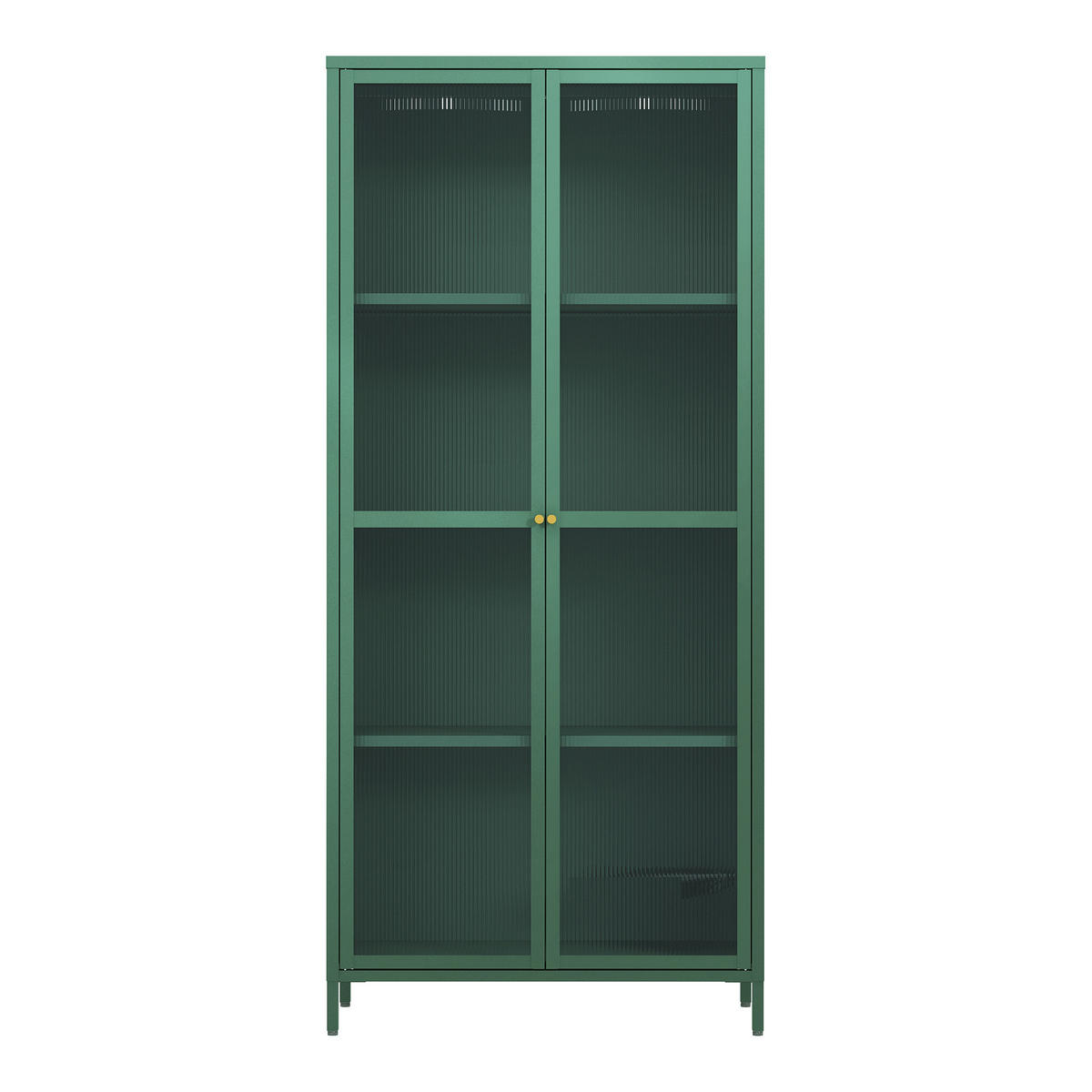 VITRINENSCHRANK Säkylä - Dunkelgrün, Glas/Metall (80/180/35cm) - [en.casa]