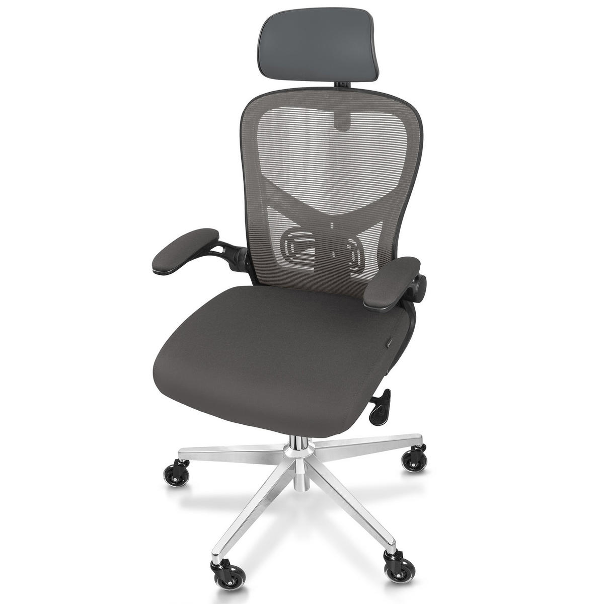 BÜROSTUHL SmartSeat Anthrazit - Anthrazit/Silberfarben, Kunststoff/Textil (70/142/70cm) - Clouvou