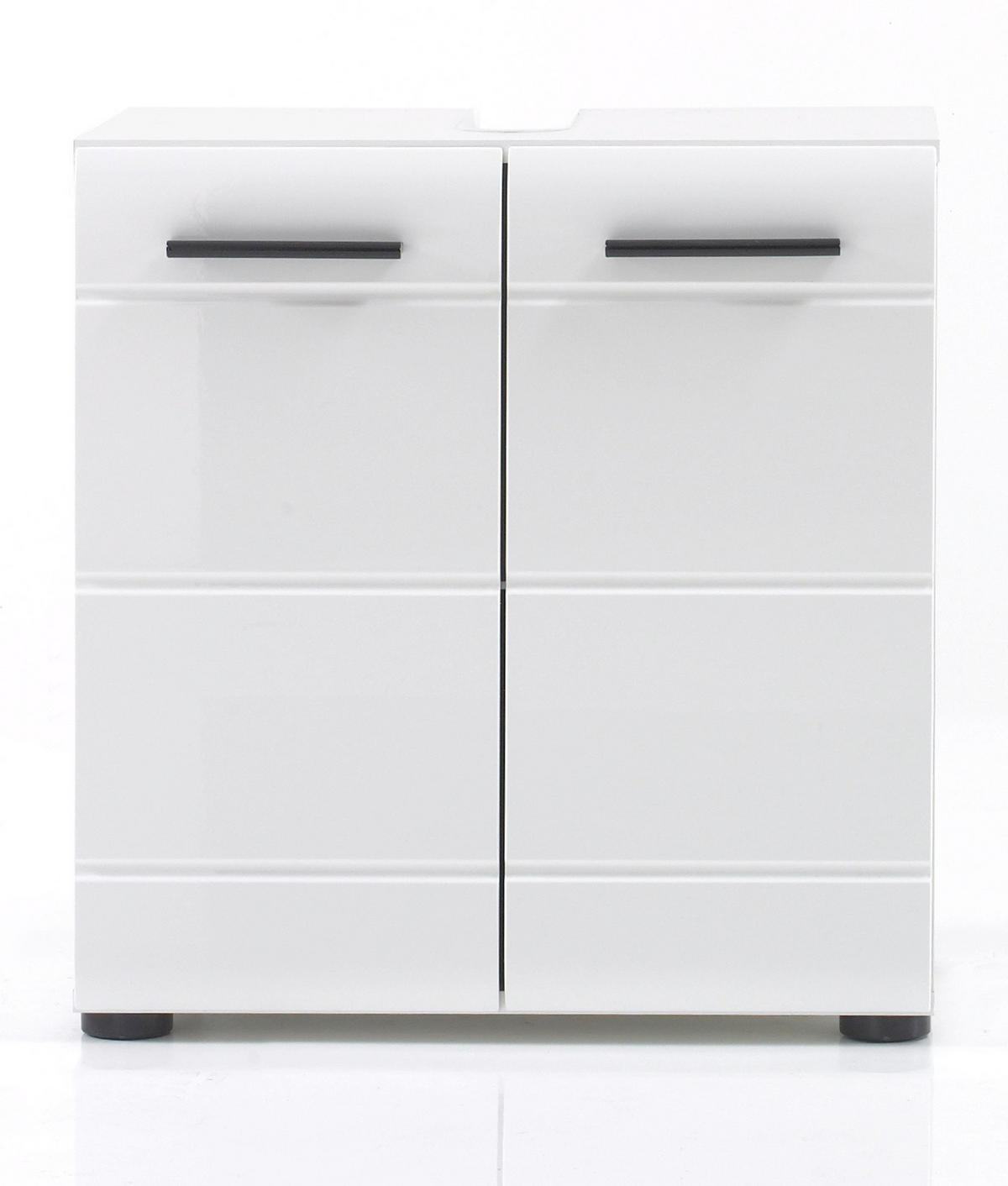 WASCHBECKENUNTERSCHRANK weiß Hochglanz, Badschrank 60 x 56 cm - Weiß Hochglanz/Schwarz, Holzwerkstoff/Kunststoff (31/56/60cm) - Top.Furn