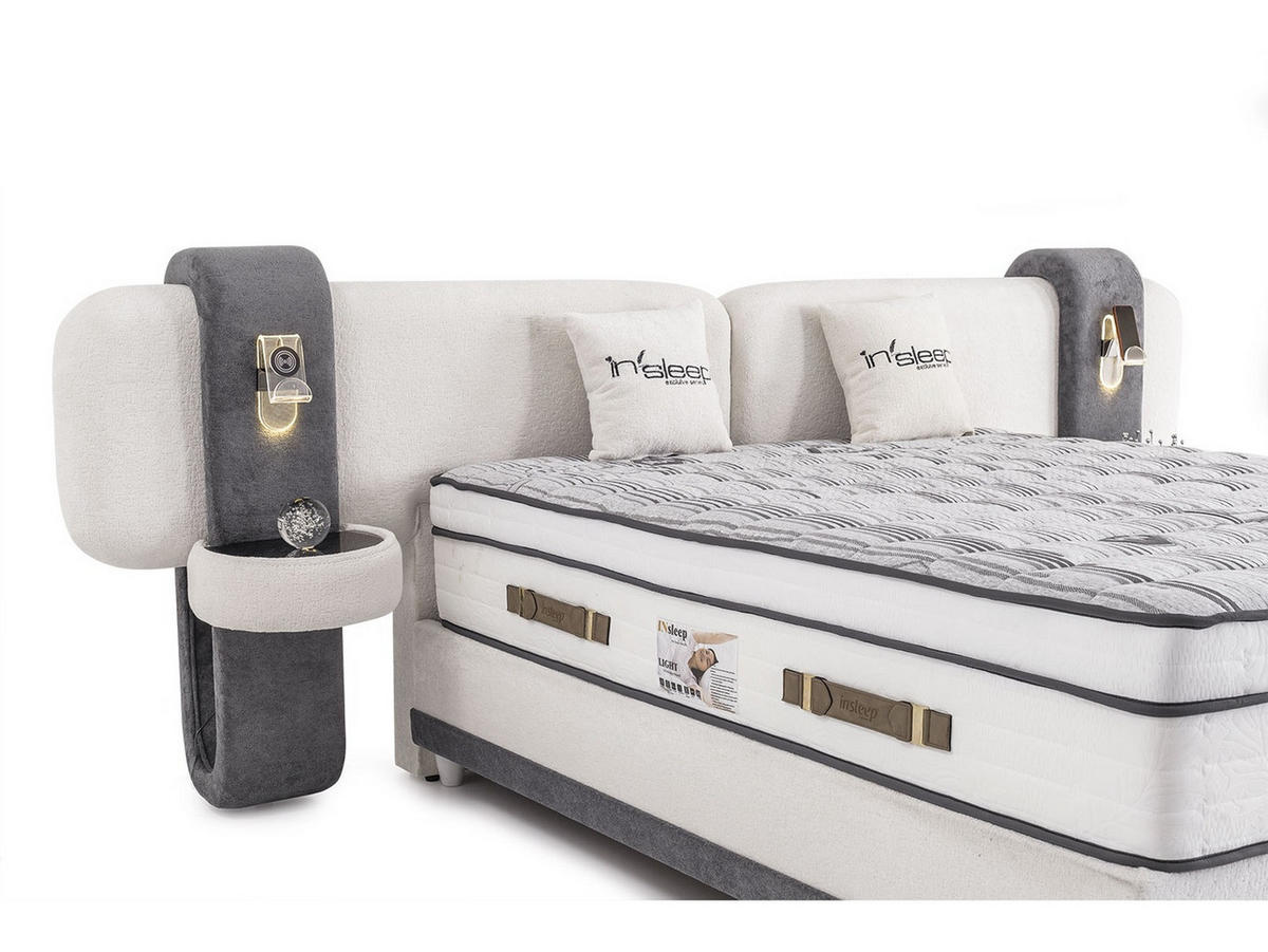 POLSTERBETT Mona 180x200 Creme - Creme, Textil/Metall (180/200cm) - Villa Möbel