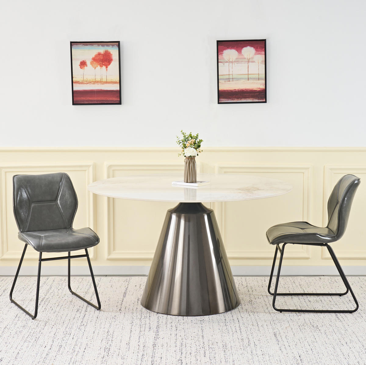 ESSZIMMERSTÜHLE 2er-Set Kunstleder mit Metallgestell Grau - Grau, Metall (47.5/81.5/60cm) - Meubliv
