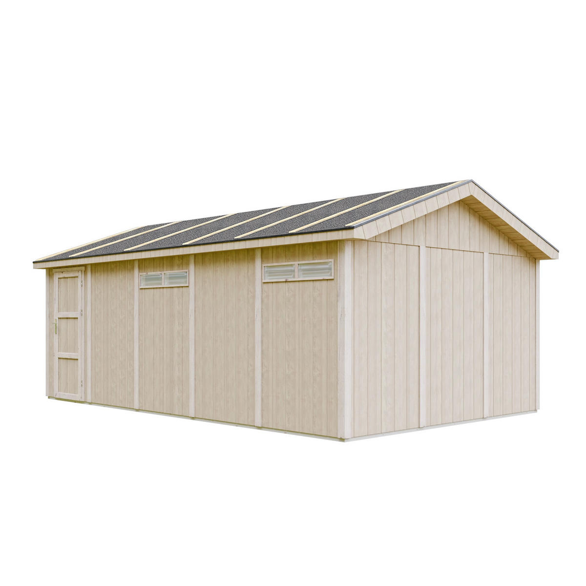 GARAGE 21 m²- L378xB648 cm - Konstruktion aus LP Smartside-Panels - Gartenhaus Timbela M992B - Beige, Holzwerkstoff (354/269/604cm) - Timbela