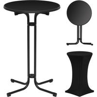 GARTENTISCH klappbar, mit Husse, Ø 70 cm, Schwarz - Schwarz, Holzwerkstoff/Metall (70/70/110cm) - Woltu