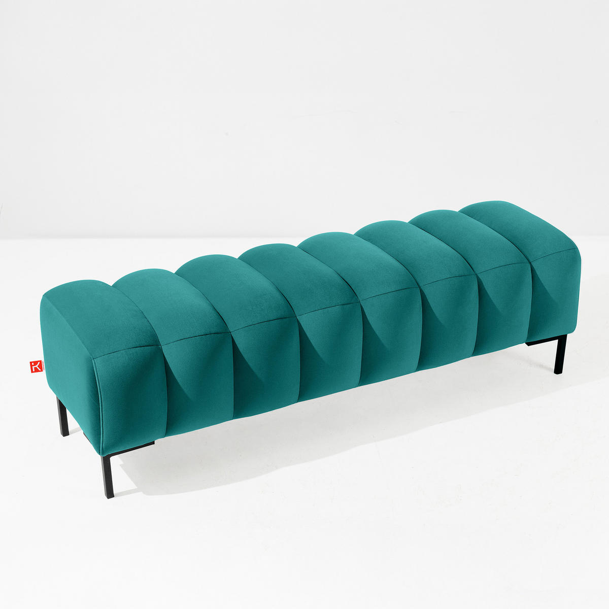 POLSTERBANK Bettbank PECCO, Metallbeinen - Blau/Schwarz, Holz/Textil (160/50/50cm) - KONSIMO®
