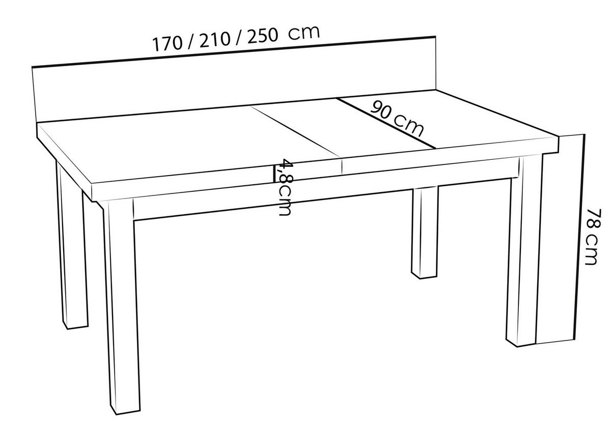ESSTISCH Gemini rechteckig ausziehbar, Arvadonna Chestnut 170-250/90/78 cm - Kastanienfarben/Schwarz, Holz/Holzwerkstoff (90/250/78cm) - WFL GROUP