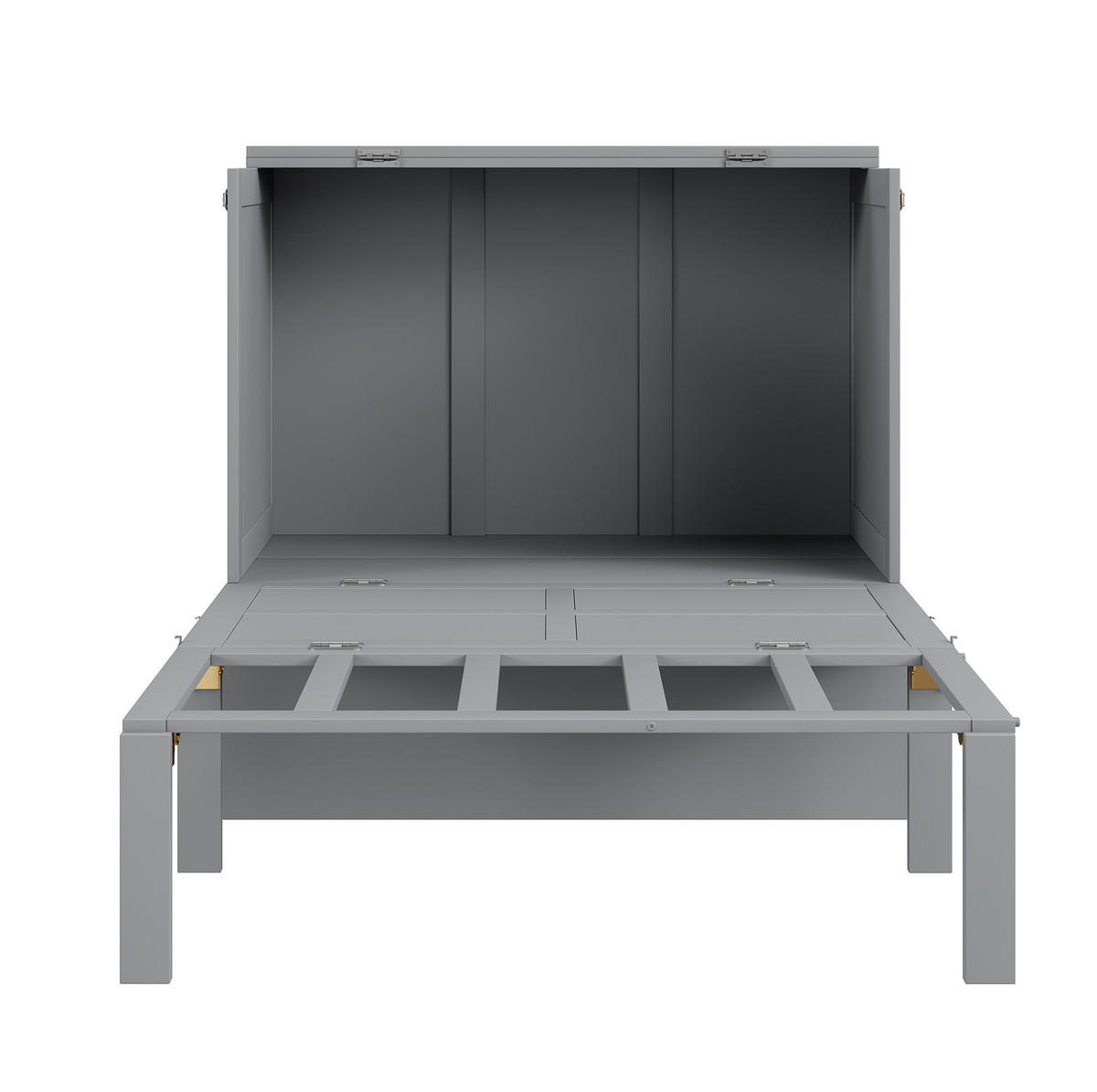SCHRANKBETT 90/200 cm aus Holz mit vertikaler Klappfunktion und Stauraum, Grau - Grau, Holz (90/200cm) - Redom