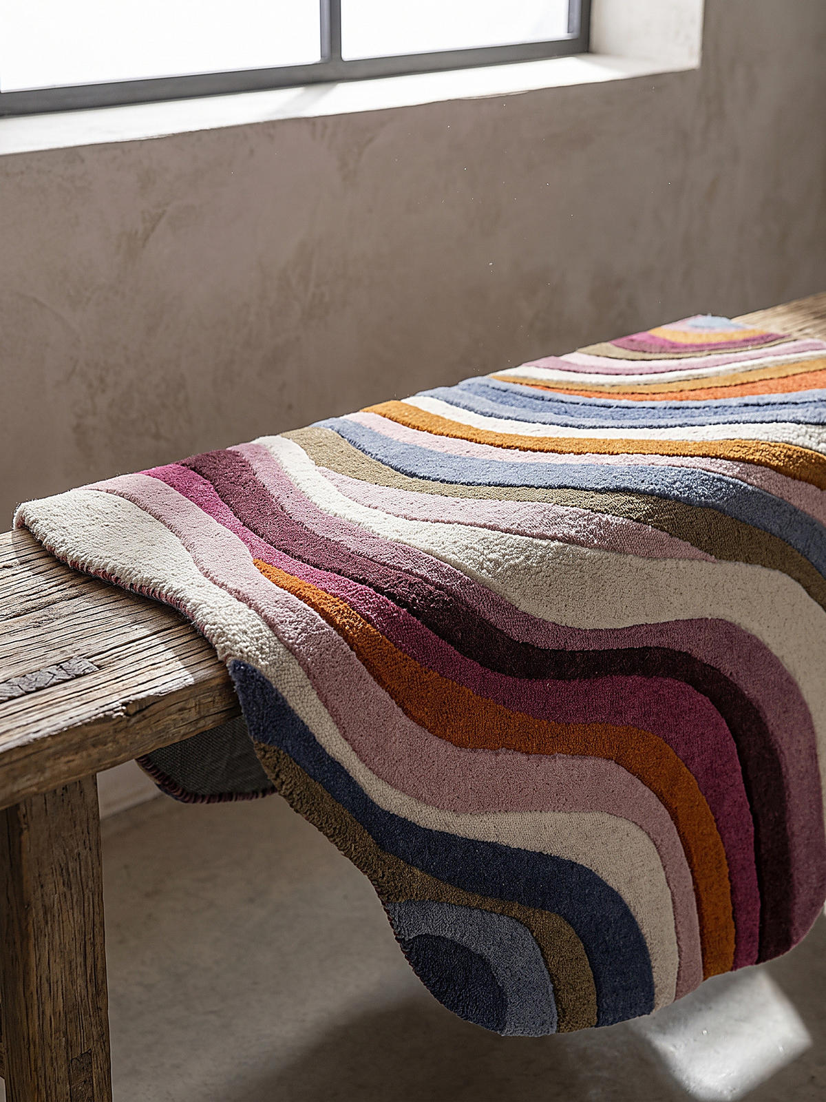 TEPPICH aus Wolle, handgetuftet, EFFRA, in Multi, Wellen-Swirl, 140 x 200 cm - Multicolor, Textil (140/200cm) - KADIMA DESIGN