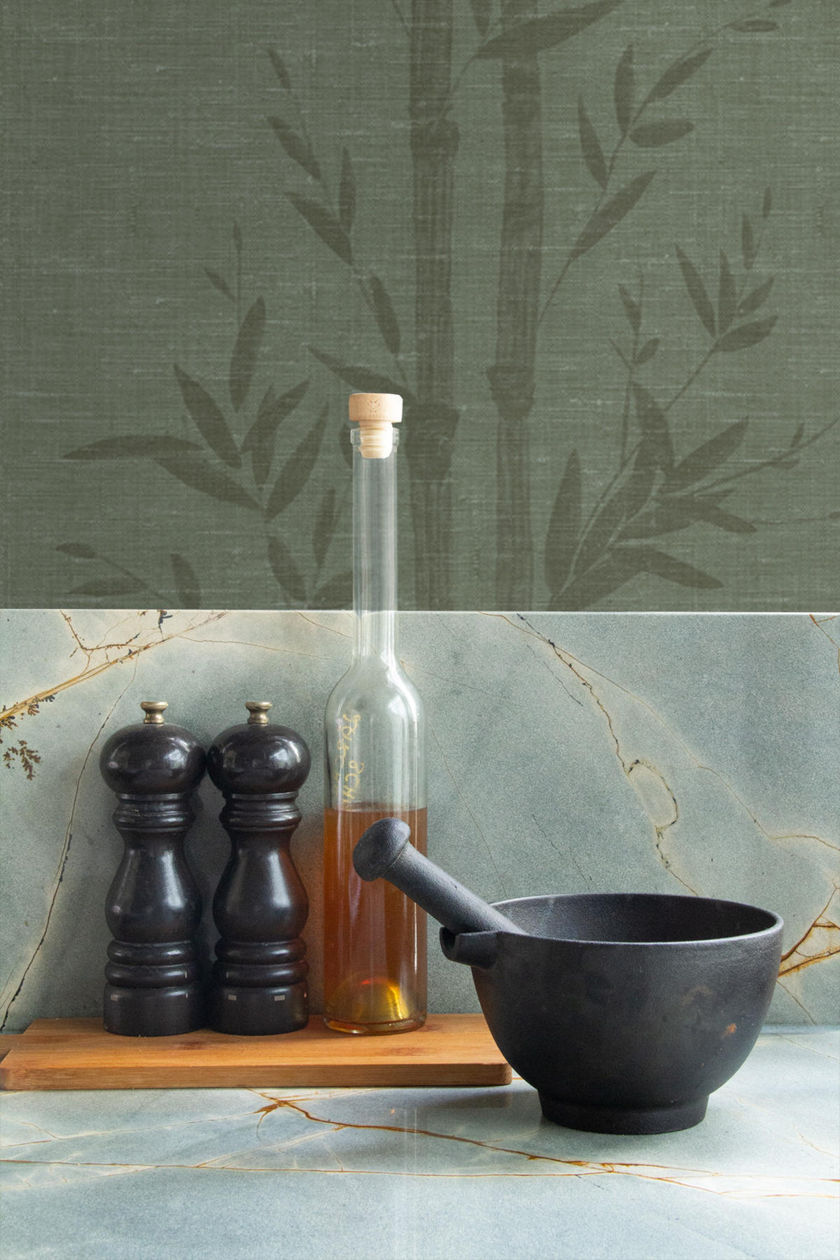 TAPETE Bambusmuster 50 x 900 cm - Grün, Papier (50/900cm) - Origin Wallcoverings