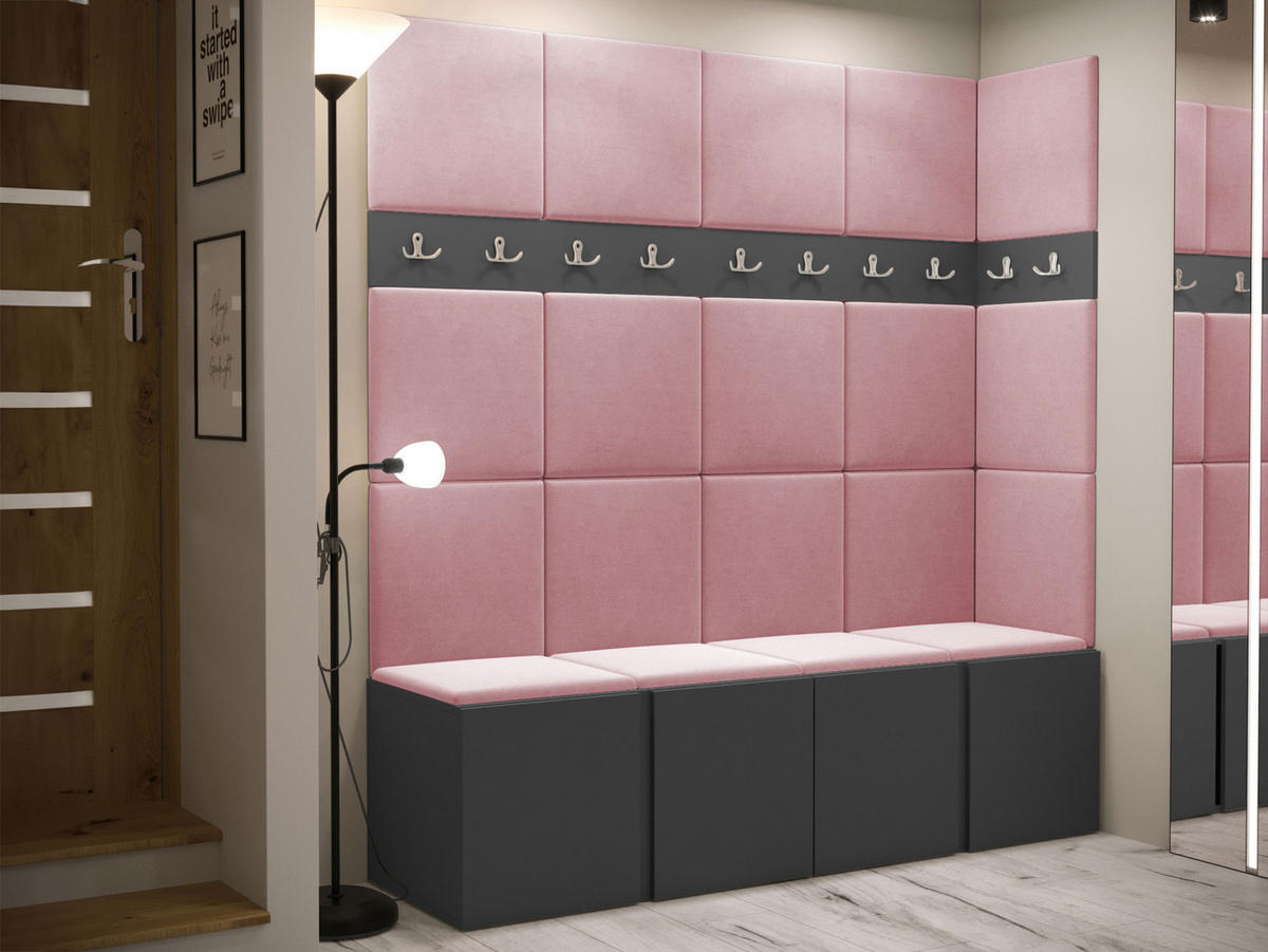 GARDEROBEN-SET Orion II - Graphitfarben/Rosa, Holzwerkstoff/Kunststoff (168/186/46cm) - MIRJAN24