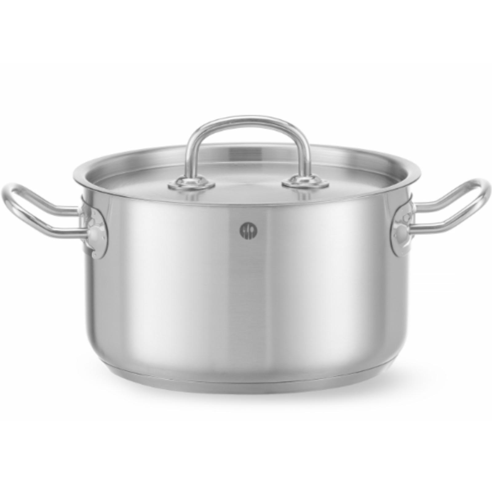 MITTLERER Kochtopf der Küchenlinie mit Deckel, 3,5 l Durchmesser, Maße 200 x 115 mm (H) - Hendi 836200 - Silberfarben, Metall (20/20/11.5cm) - Hendi