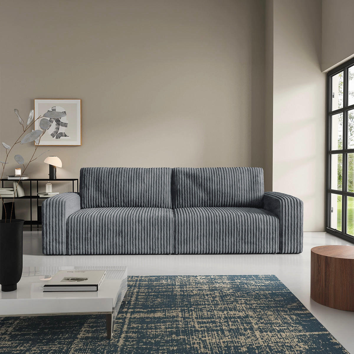 SOFA Angela 3 Sitzplätze Dunkelgrau - Grau, Holz (252/86/105cm) - Petits-meubles