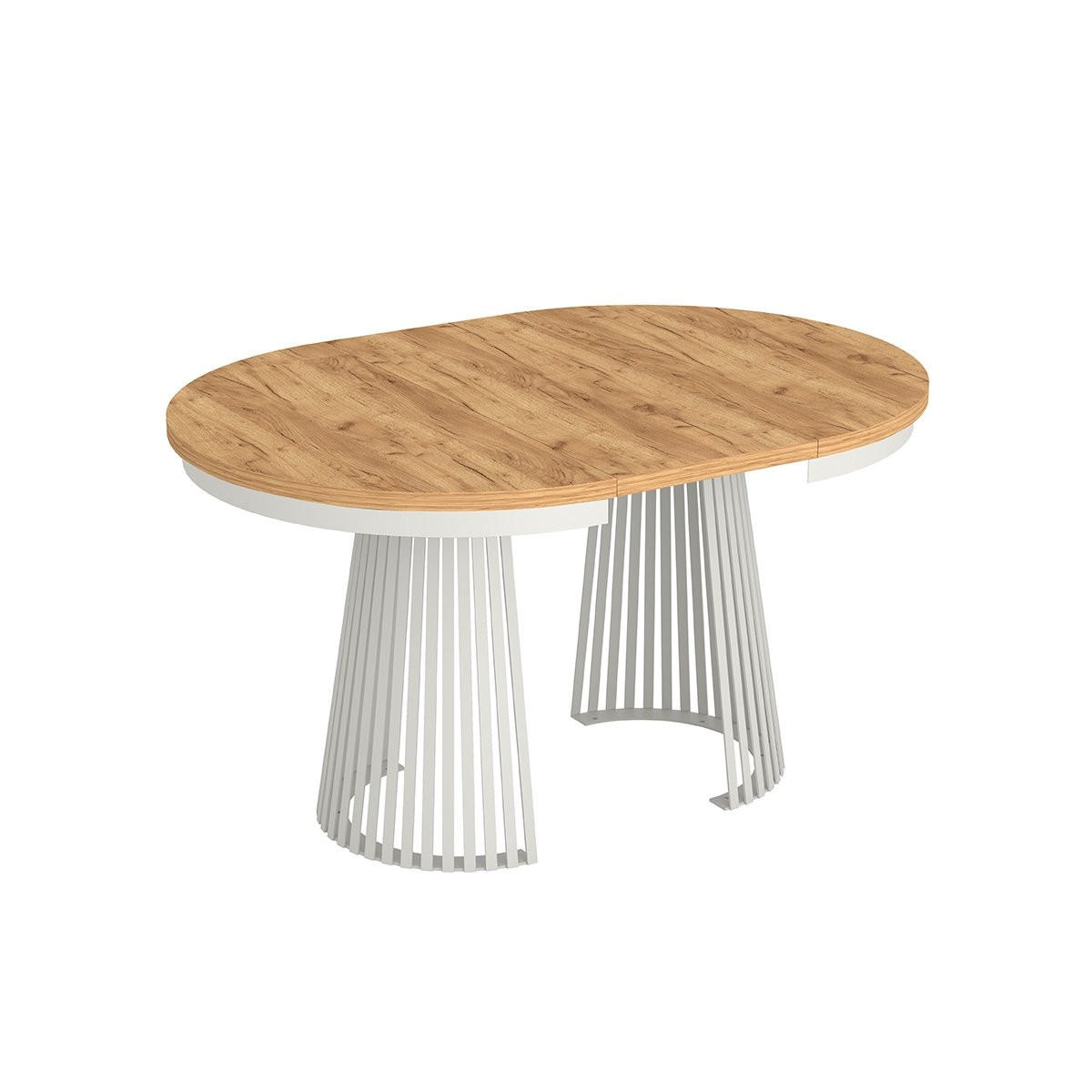 ESSTISCH TRAVIS Ausziehbar 100 - 180 / 100 x 76,6 cm - Weiß/Naturfarben, Holz (100/100/76.6cm) - MASSENO