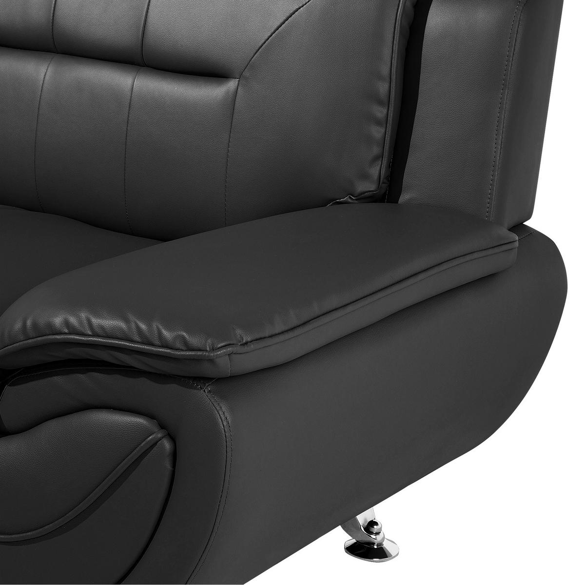 2-SITZER-SOFA Kunstleder Schwarz Leira - Schwarz, Kunststoff/Textil (155/88/86cm) - Beliani