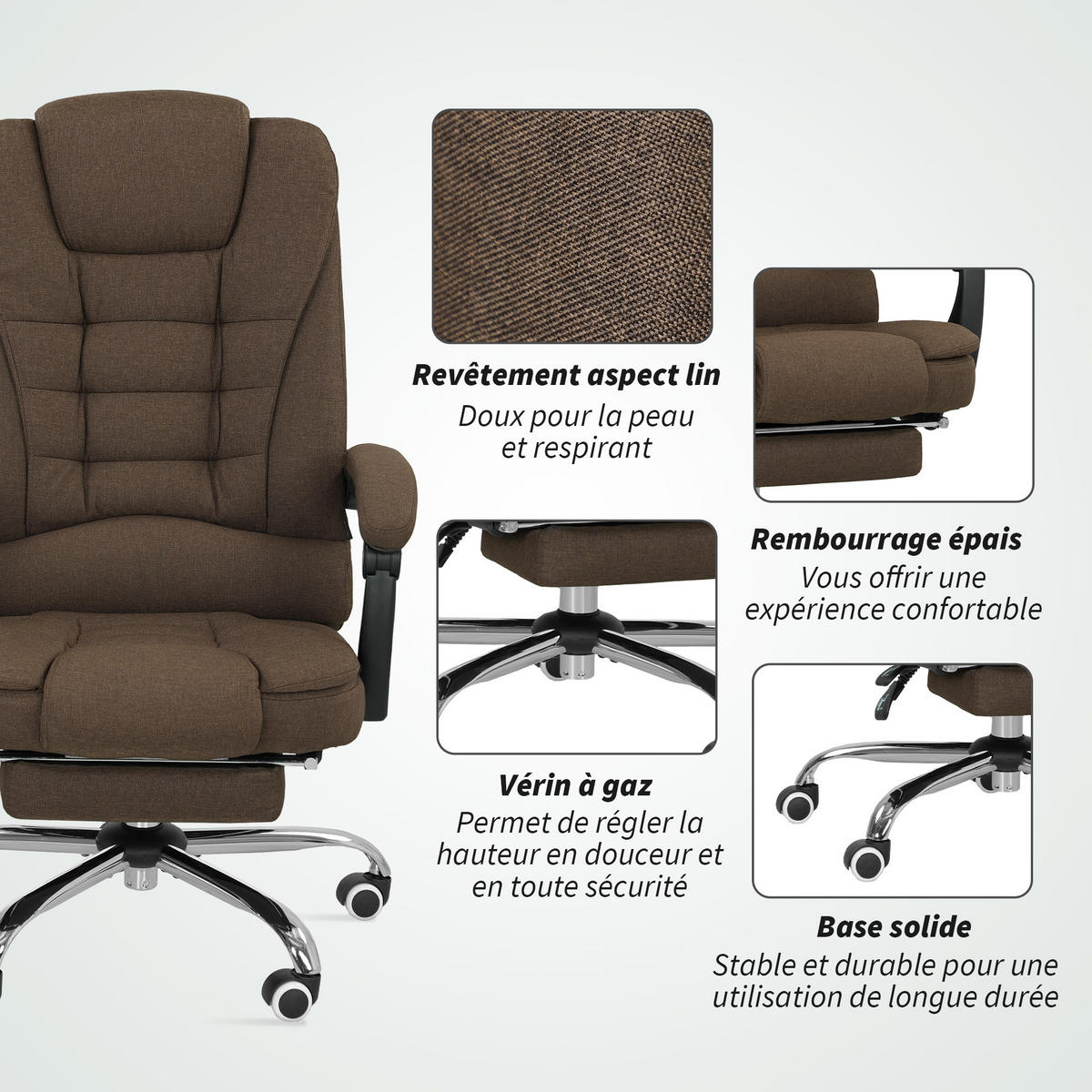 CHEFSESSEL DE-11759 65/70/110-118 cm Braun - Braun, Textil (65/118/70cm) - ComfortXL
