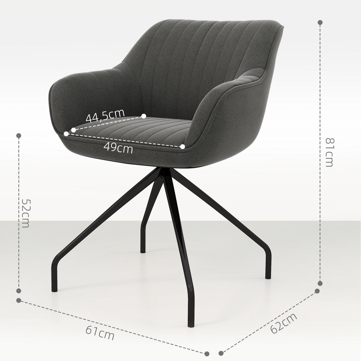DREHBARER Armstuhl - Dunkelgrau, Kunststoff (62/81/61cm) - HOMCOM