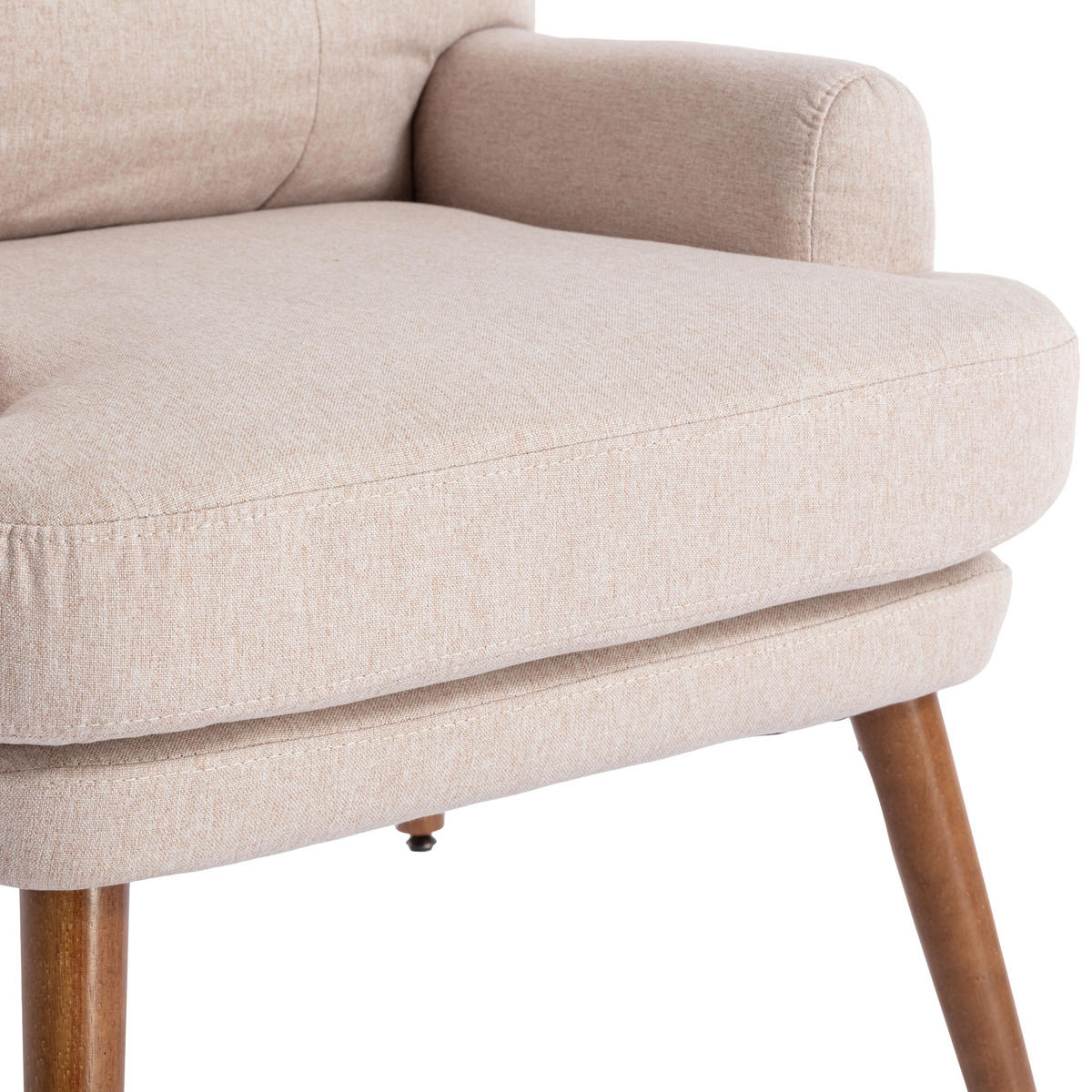RELAXSESSEL Stoff Beige mit Fußhocker, Seitentasche und verstellbarer Rückenlehne - Beige, Holzwerkstoff/Textil (66/96.5/60cm) - WISHDOR