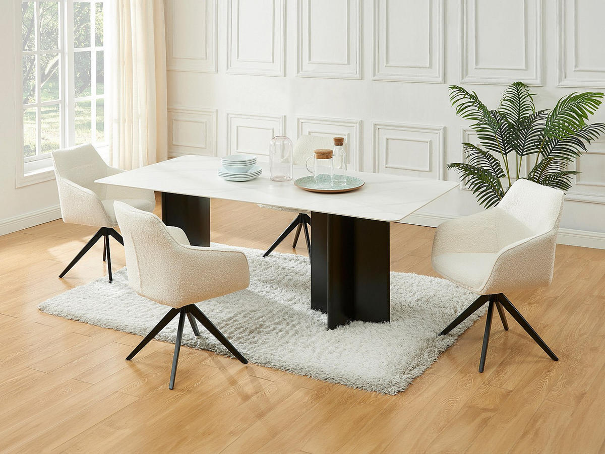 TISCH ohne Ausziehfunktion - 8 -Sitzer - MDF - schwarz, weiß - SINAN - Schwarz, Keramik (100/200/75.5cm) - Vente-Unique