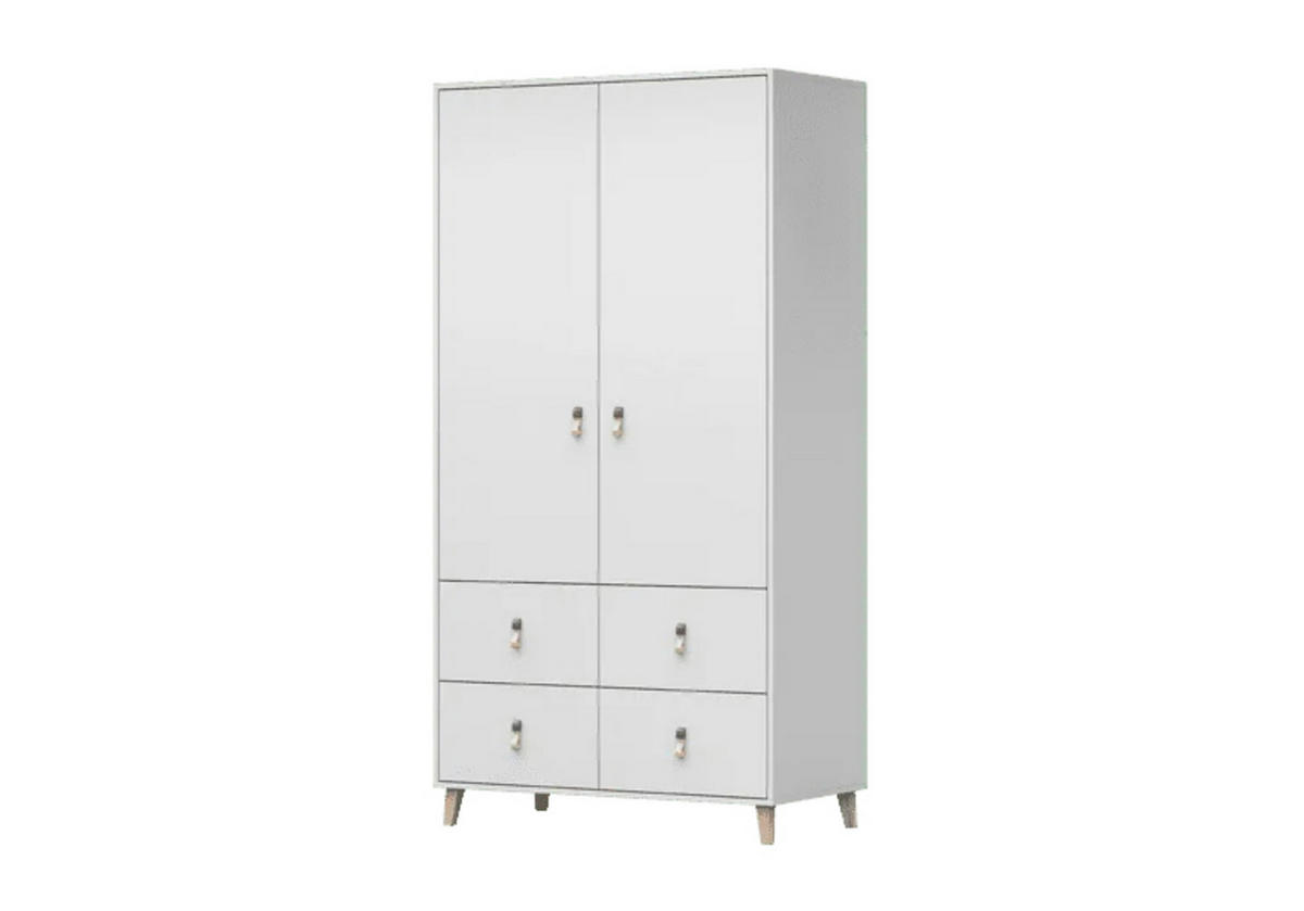 DREHTÜRENSCHRANK - Fago 2D4S - Weiß, Holzwerkstoff/Metall (105/201.5/55cm) - Möblo