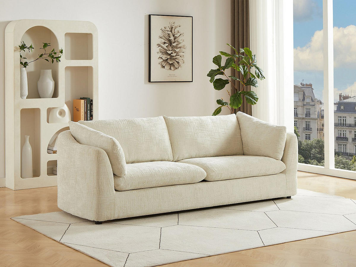 SOFA - 3 Personen - stoff - beige Nurabi - Beige, Textil (228/79/92cm) - Vente-Unique