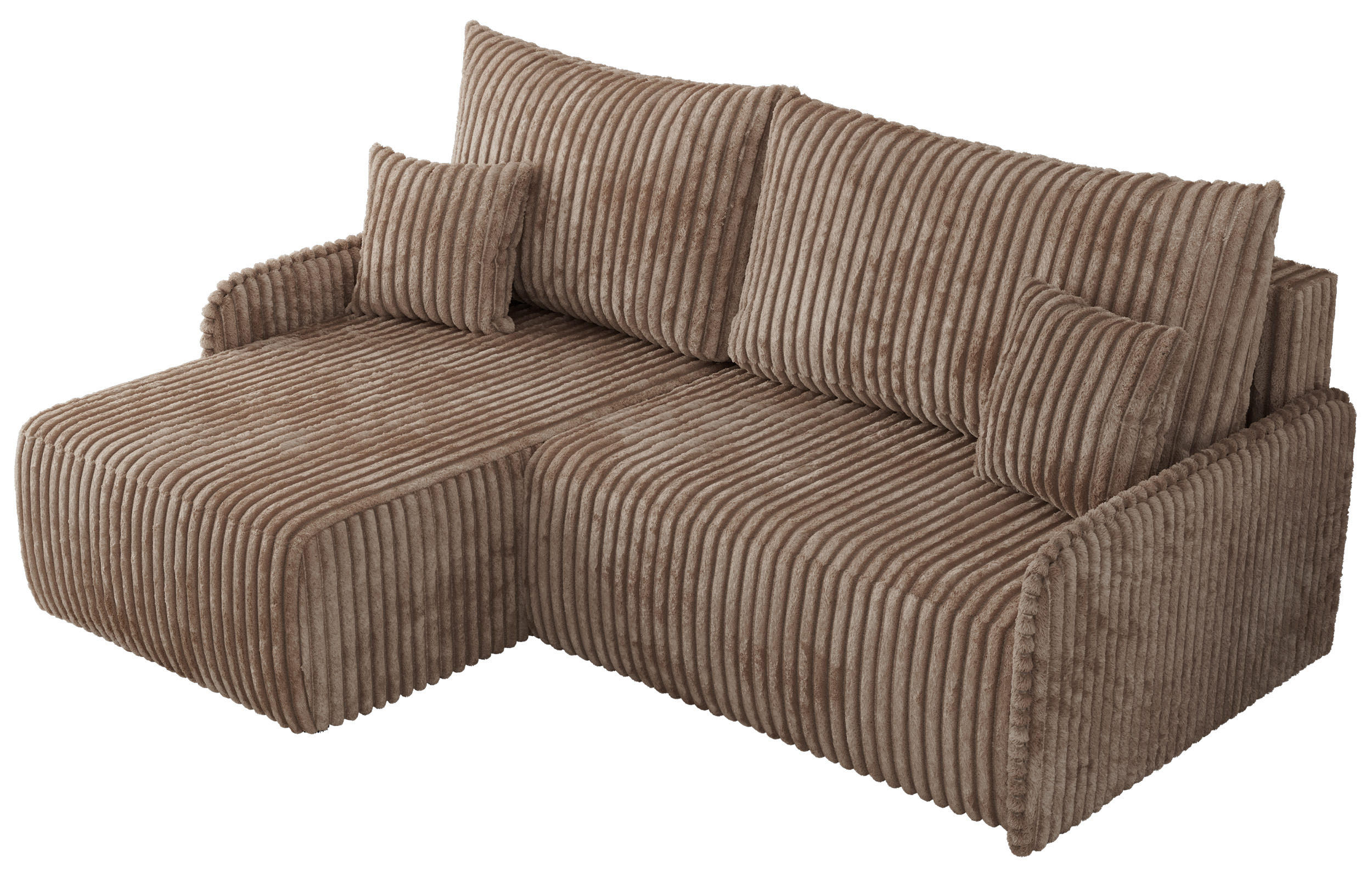 ECKSCHLAFSOFA ARPA L Braun Cord - links - Schwarz/Braun, Kunststoff/Textil (198/150cm) - MKS