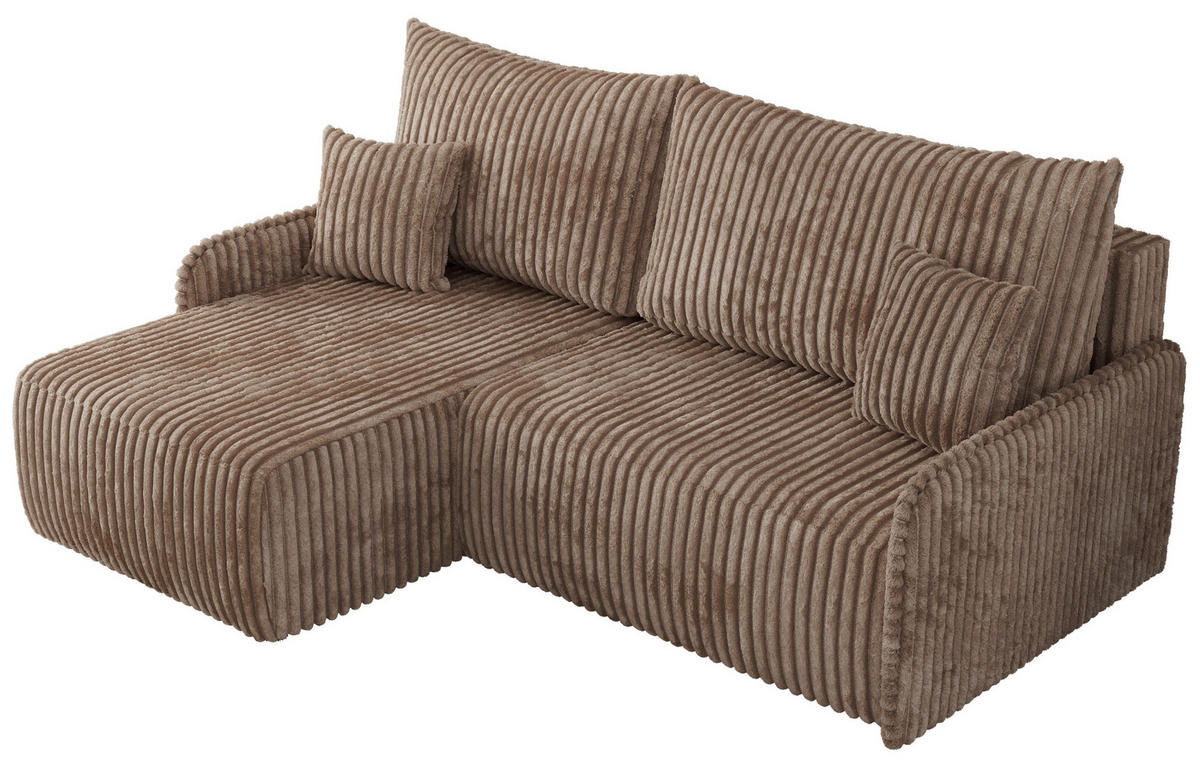 ECKSCHLAFSOFA ARPA L Braun Cord - links - Schwarz/Braun, Kunststoff/Textil (198/150cm) - MKS